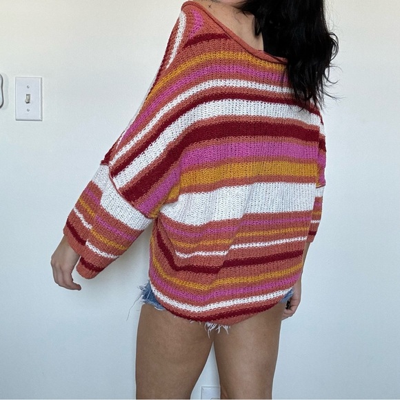 Wonderly Colorful Striped Oversized Top Small - Picture 3 of 4